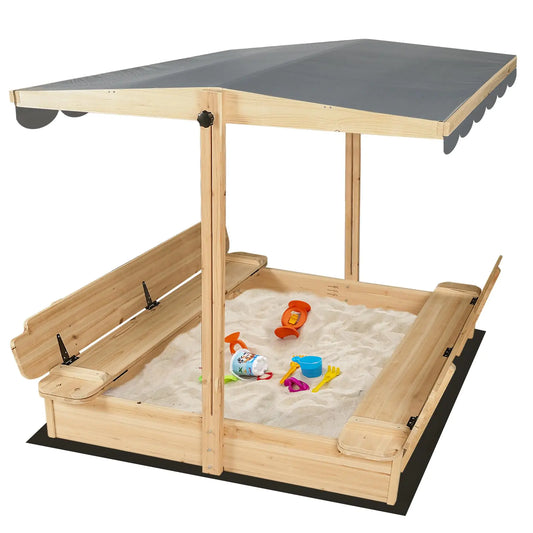 Cedar Wooden Sandbox with Benches