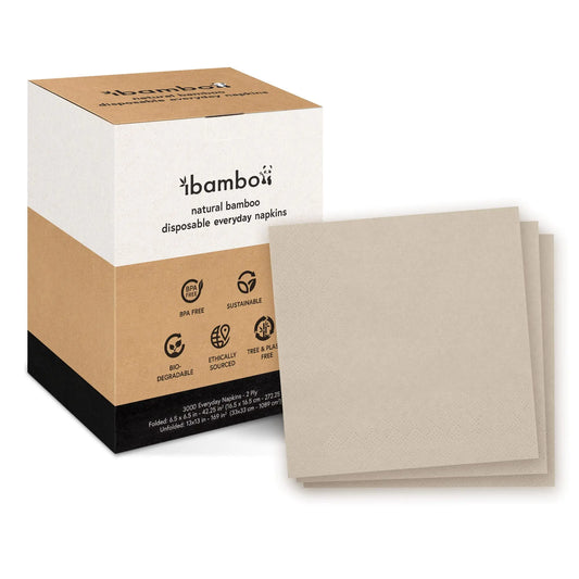3000 Pack 100% Bamboo Compostable Napkins