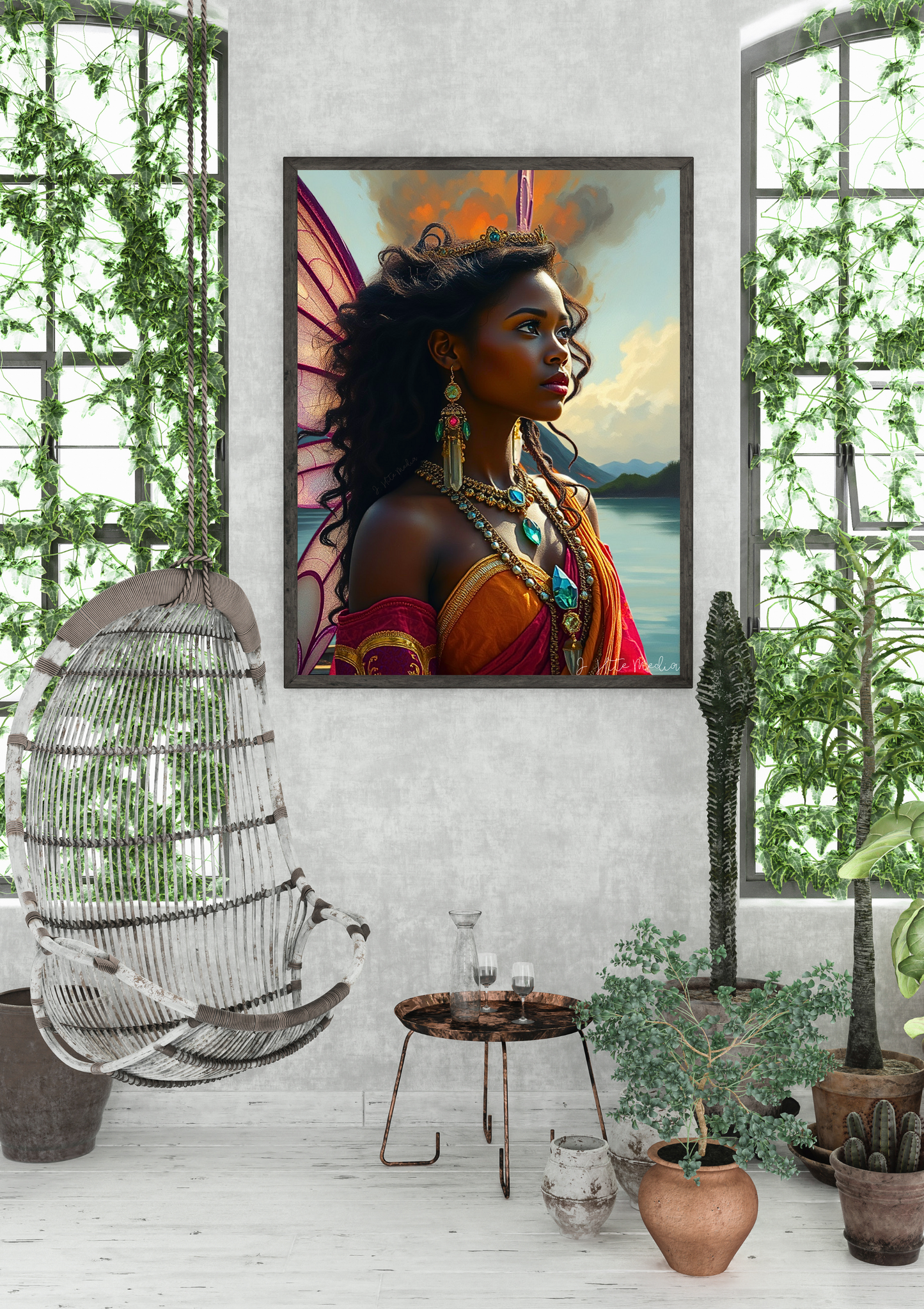 Satin Poster — Regal Fantasy Portrait of Black Goddess (210gsm) 11”x14”