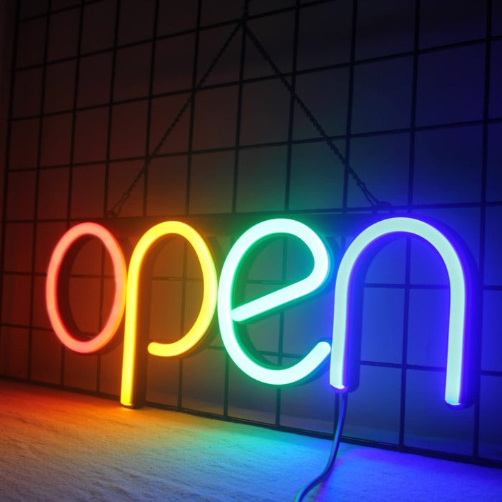 Rainbow LED Neon Open Sign