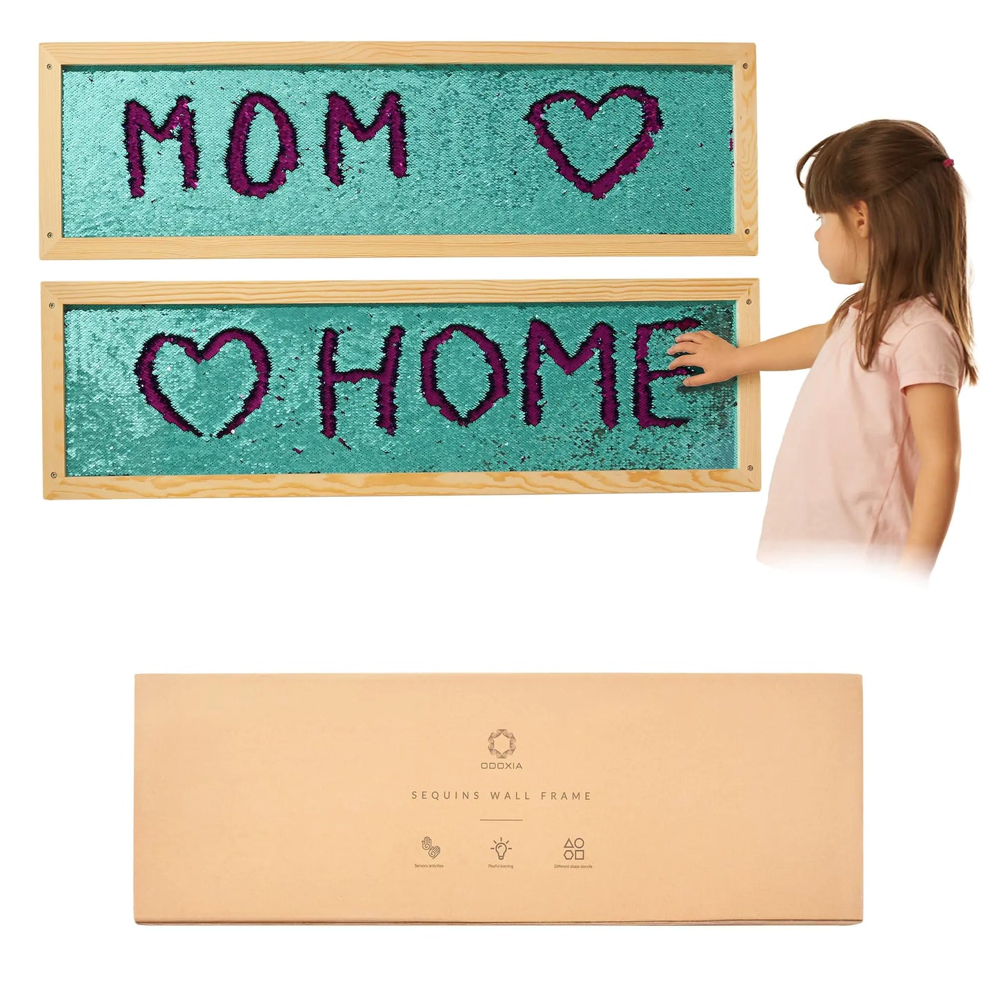 ODOXIA Reversible Sequin Sensory Wall Panels (2-Pack) | Interactive Tactile Décor for Kids’ Rooms & Play Spaces