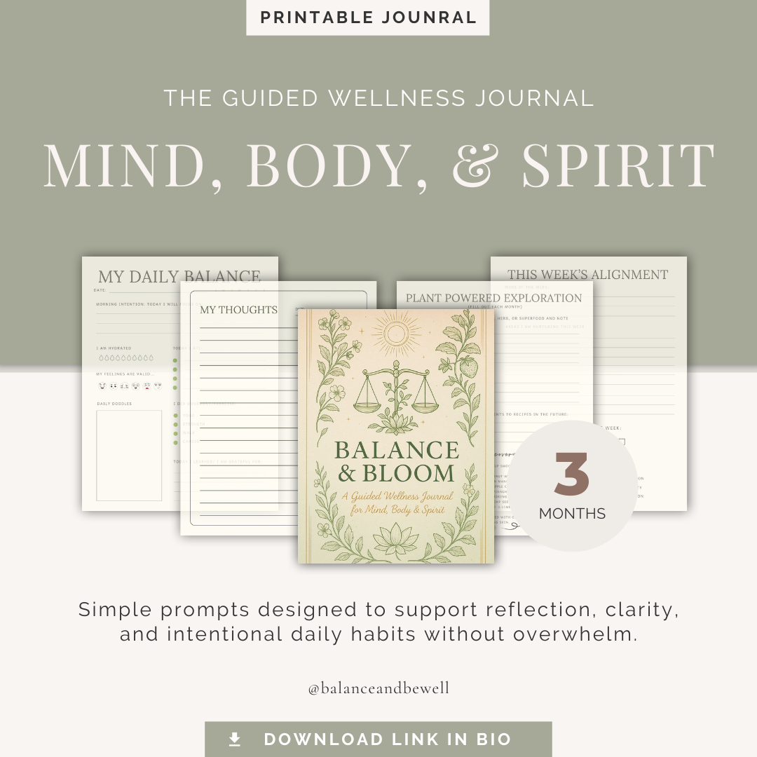 Balance & Bloom – Printable Wellness Journal Self-Care Planner (3 Month Reset)