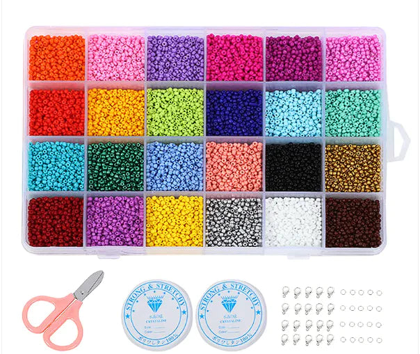 24 Grid Boxed Glass Rice Beads