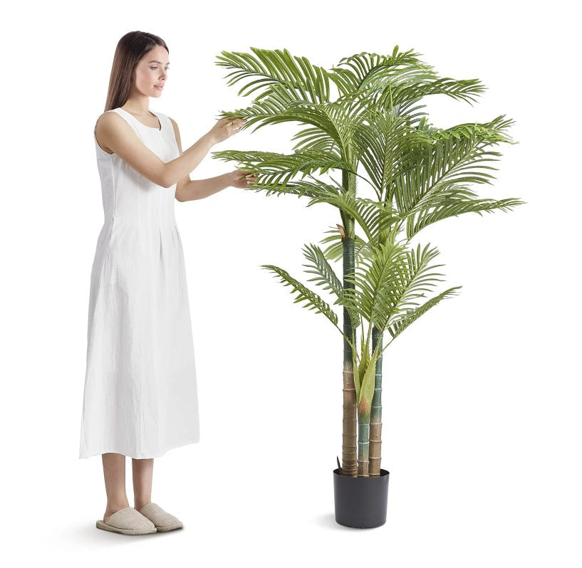Artificial Gold Cane Palm Tree 6.5 FT Tall Faux Plant